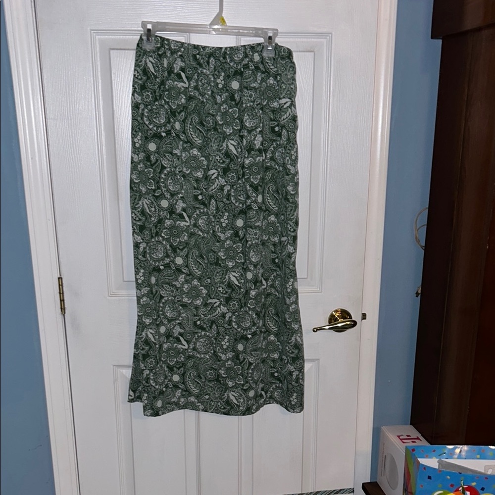 Blair Elegant Green Paisley Maxi Skirt and sweater set